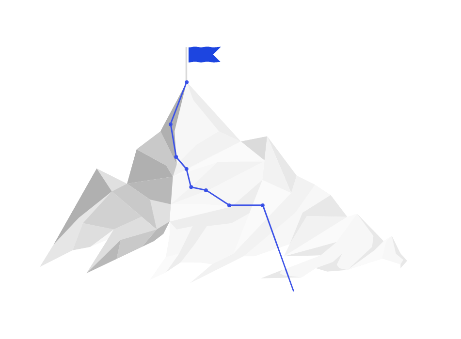 illustration of a blue flag on a white mountain top